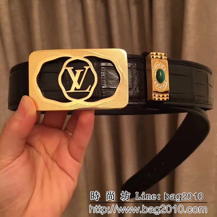 路易威登LV 純手工美洲無拼接鱷魚肚皮 高端男士皮帶 LHG1658